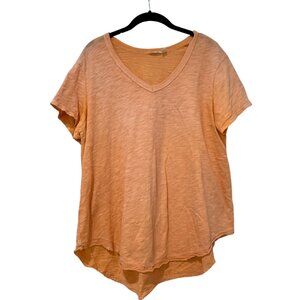 Wilt Short Sleeve Shrunken V-Neck Shirttail Top - XL - Tangerine (Orange)